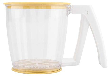 Flour Sifter Hand Crank Powder Mesh Cup Shaker Corrosion Resistant Flour Sifter Mechanical Sieve Powder Strainer Filter Kitchen Baking Utensils with Top Lower Lid for Home Bakery