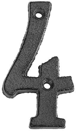 Prosperveil numero di porta da 7,8 cm con vite su ferro nero, numero civico, numero civico, targa da parete, numeri porta con viti di montaggio (numero 4)