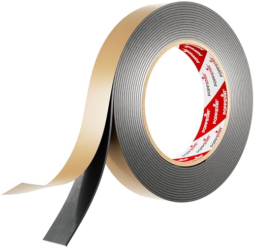 POPPSTAR Nastro butilico biadesivo (5m x 20mm x 1,6mm) mastice butile sigillante autoadesivo, colore nero