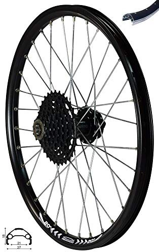 Redondo 20 Zoll Hinterrad Laufrad Felge Schwarz Disc + 9 Fach Kassette