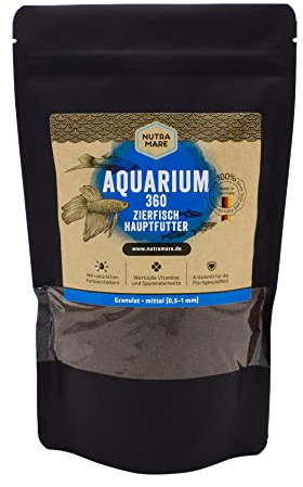 Nutramare Aquarium360 Zierfisch-Hauptfutter 750ml | Hochwertiges Fischfutter für Friedfische, Granulat mit Spirulina