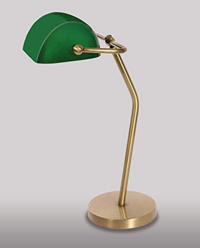 Licht-Erlebnisse Handgefertigte Bankerlampe Echt-Messing Jugendstil Premium MINISTERO Schreibtischlampe Tischleuchte