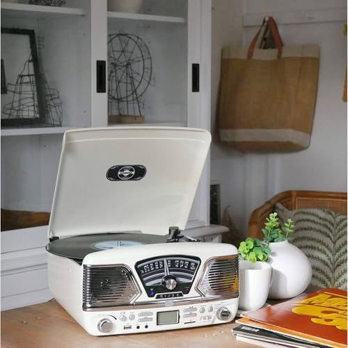 Steepletone ROXY 4 (Cream) 1960s Retro Style Record Player