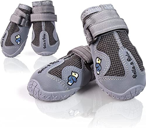 Bella & Balu Pfotenschutz 4 Stück | Größe S - Hundeschuhe, wasserdicht mit Anti rutsch Sohle und reflektierendem Klettverschluss für große, mittelgroße und kleine Hunde