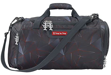 Step by Step Sporttasche Dragon Drako, schwarz-rot, mit Nasswäschefach, Abnehmbarer Tragegurt, Verstellbarer Schultergurt, für die 1. bis 4. Klasse, 13L