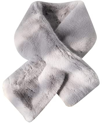 iSpchen Kunstpelz Schal Winter Warmer Plüsch-Schal Mädchen Pelzkragen Fellkragen Kunstpelz Fell Schal Warmer Schal Damen Kunst Pelz Schal,grau