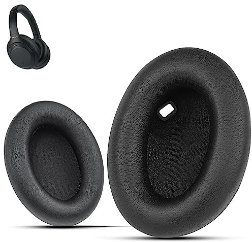 Krone Kalpasmos Ear Pads Replacement for Sony WH-1000XM4 Headphone, Premium 1000XM4 Noise Canceling Covers with Soft Protein Leather and High-Density Memory Foam, Black