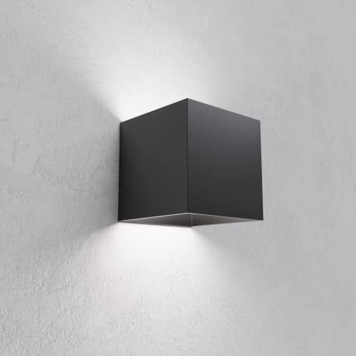 NUOVA GERMANY Lampada a parete Applique Cubo a LED IP65 per interno/esterno 12W Regolabile 1000lumen Moderno Alluminio (Nero, Luce Fredda 6000K)