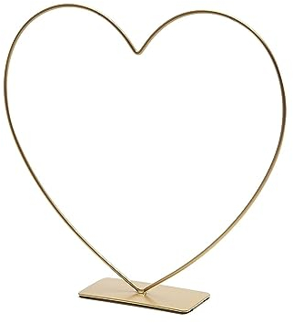 NaDeco Metallherz in Gold, stehend, mit Fuß, wählbar in 25-58 cm | Dekoherz stehend | Dekoring stehend | Drahtring zum Basteln | Wickeltechnik | Trockenblumen-Ring | Metalldrahtring, Größe:25 cm