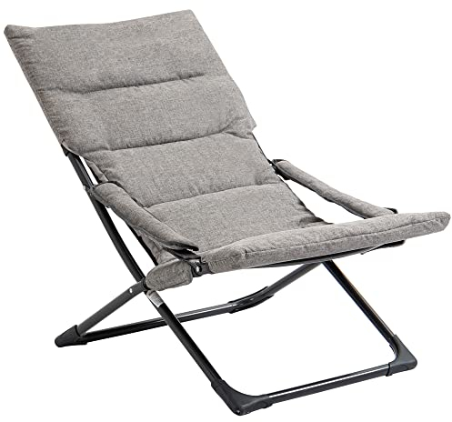 Outsunny Gartenstuhl aus Metall Klappstuhl mit Auflage abnehmbar wetterfest klappbar Campingstuhl Liegestuhl 120kg Belastbarkeit Sitzmöbel für Garten Terrasse Balkon 66B x 94T x 79H cm Grau