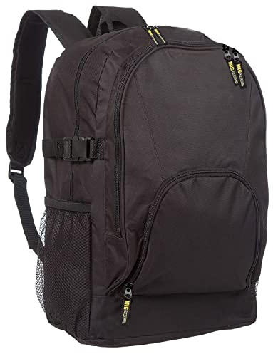 MIG - Mud Ice Gravel Mens Large Backpack Rucksack Bag, Ideal For Travel, Sports, Hiking, Camping, School and Gym. (Black)