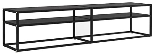 vidaXL TV Schrank Lowboard TV Möbel Tisch Board Sideboard Fernsehtisch Fernsehschrank HiFi-Schrank Schwarz 180x40x40,5cm Hartglas Stahl