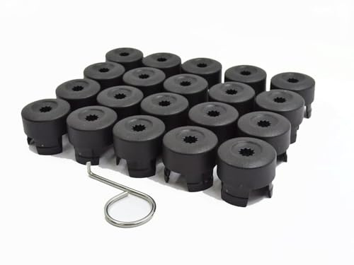 Partsdealers® WHEEL NUT BOLT COVERS CAPS FOR VW TRANSPORTER T5 T5.5 TOUAREG AMAROK 19mm BLACK x20 NEW SET + TOOL WITH L