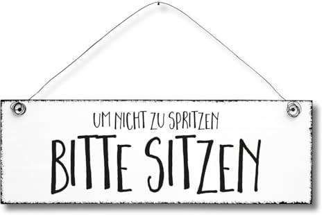 Gestaltungsspielraum Bitte im Sitzen pinkeln - Schild Dekoschild Türschild Wandschild Holz 10x30cm - Holzschild Holzdruck Holzbild Tür Deko Schild