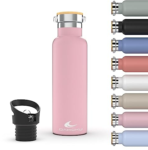 Daikoku Botella Agua Acero Inoxidable - 1L - Botella Térmica - Bebidas Frías 24 Horas y Calientes 12 Horas - Botella Agua Antigoteo - Doble Pared Libre de BPA - Cantimplora Termica - Rosa