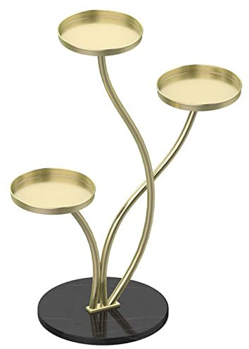 GUODDM Blumenständer Metall - 3 Ebenen Blumentreppe, Eisen Blumenregal Pflanzenständer, Blumentopf Ständer Pflanzenregal, Pflanzentreppe für Gartenbalkon Und Wohnzimmerständer (Color : Gold B)