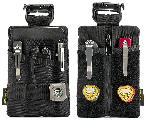 VIPERADE VE25 EDC Organiser, Small Multitools Pouch with Patches Area, Waist Bag-Black