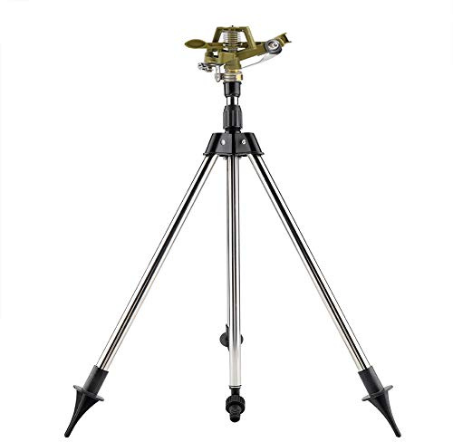 Arroseur,Arroseur à impact robuste sur base tripode Grand pied d'arroseur télescopique en métal à pulsation, jambes d'arroseur télescopiques sur trépied, insertion d'un arroseur en zinc pour les grand
