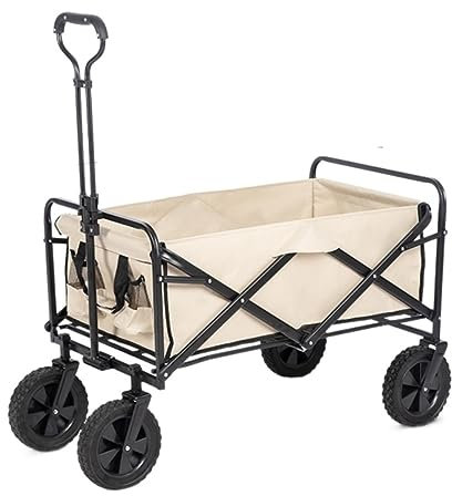 Faltbollerwagen Bollerwagen Handwagen Zusammenklappbarer Mehrzweckwagen, Außenwagen Mit Rädern, Verstellbarer Push-Pull-Griff Für Camping, Lebensmittel, Sport, Einkaufen Faltwagen Strandwagen Transpor