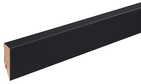 PROVISTON | Battiscopa | Mdf sventato | Profilo arrotondato | 16 x 58 x 2500 mm | Nero | Batteboard | Robusto | Alta qualità | 25 metri