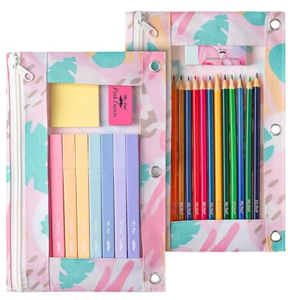 Mr. Pen- Pencil Pouch for 3 Ring Binder, 2 Pack, 10x6.75, Smooth Zipper