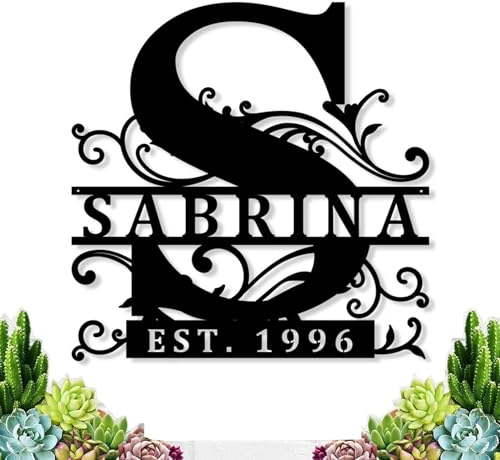 Panneau d'Adresse en Métal Personnalisé, Décoration Murale, Plaque de Nom de Famille pour Intérieur et Extérieur (Design 3)