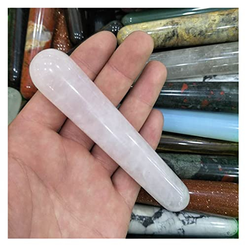 Batte de pierre précieuse en cristal de naturelle avec un bâton de masseur de matériau différent 110 mm HEPBAK (Color : 1pc rose quartz)