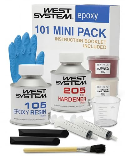 WEST SYSTEM 101 Epoxy Mini Pack - 105 Resin (250g) & 205 Hardener (50g) | Clear Resin & Hardener for Wood, Metal & Fibreglass Repairs, Marine Grade Epoxy for Woodwork, Repair and DIY