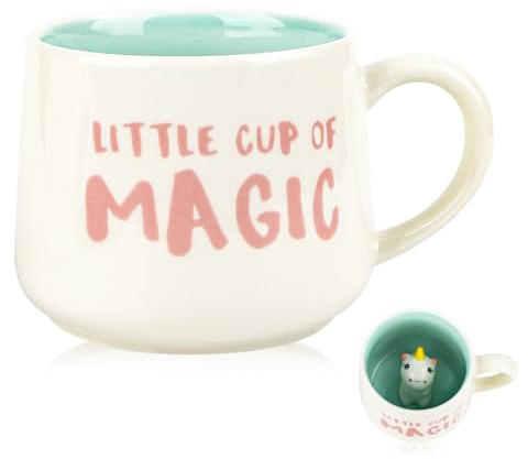 Einhorn Geschenke für Frauen Mädchen Freundin - Lustige 3D Tier Tasse 350ml Witzige Spruch Tasse, Süße Keramik Kaffee Becher Geburtstagsgeschenk für Hochzeiten, Einhorn-Liebhaber (Blau)