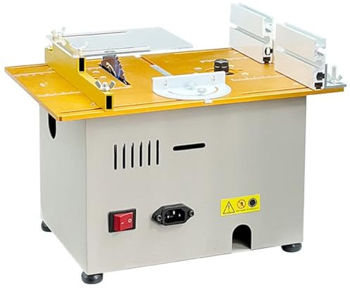 DINGK Mini Table Saw, Adjustable Small Precision Hobby Table Saw, 0-180° Adjustable Miter Saw, Portable Precision Table Saws, for Crafts, Plastic, Copper, Acrylic, Thin Wood Board