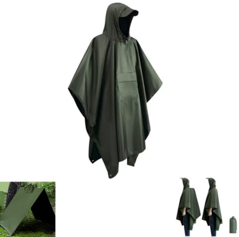 KLYNGTSK Poncho de Pluie Imperméable 3 en 1, Poncho de Pluie Adulte avec Capuche Cape de Pluie Vélo Homme Cape de Pluie Femme Randonnée Manteau de Pluie avec Poche pour Camping Randonnée Pêche