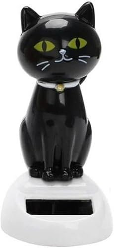 Black Solar Cat Doll Dancing Cat Figure Car Ornament, Dancing Ornaments Solar Powered Car Dashboard Interior Decoration Desktop Decor Gift Window Party Car Desk Home