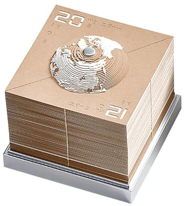 3D-Papierkalender Erde, 3D-Tischkalender 2024, Notizblock, kreative Papierskulptur, dreidimensionaler, abreißbarer 3D-Kunstkalender, dekorativer Notizblock für Wohnzimmer, Arbeitszimmer, Schreibtisch