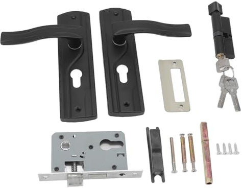 FTVOGUE Bedroom Door Lock Set Thickened Handle Black Door Handle Lock Key Set Universal Smooth Rotating Living Room