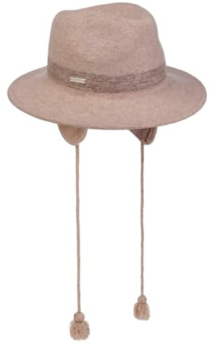 Seeberger Fedora Walkhut mit Ohrenklappen Damenhut Wollhut Damen - Kinnband, Lederband Winter Herbst-Winter