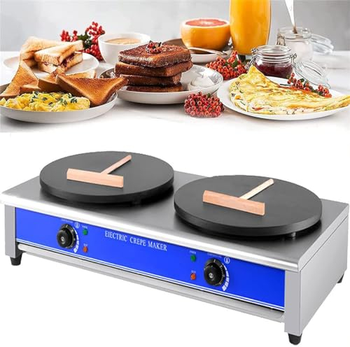 PASPRT Macchina per Crepe elettrica Commerciale, Padella Antiaderente per Crepe da 16 Pollici, Piastra per Pancake, Temperatura Regolabile, per Chapati (Doublehead)