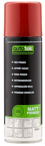 Autotek Professional Expertly Formulated Acrylic Based Primer Spray Paint, Red Primer, 300 ml