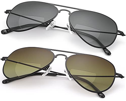 PEEPAI 2 Paar Bifokale Lesebrille Outdoor UV Schutz Sonnenbrille Computerblau Licht Blockiert Getönte Brille für Herren Damen