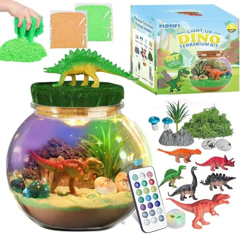 KBIBCK Dinosaurier Spielzeug ab 3-12 Jahre Jungen, Dinosaurier-Terrarium-Set für Kinder, Basteln Sie Ihr Eigenes Dinosaurier Nachtlicht, Dinosaurier Geschenke Dino Bastelset