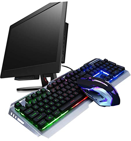 UKCOCO Clavier USB Rétroéclairé LED avec Souris Gamer Mécanique Clavier Gaming Stylé