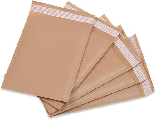 M7 Packaging Bubble Mailers Brun eller vit, 100 st bubbelpostpåsar, självförseglande fraktpåsar, vadderade kuvert för frakt, postförpackning, förpackning (brun, 200 x 260 mm)