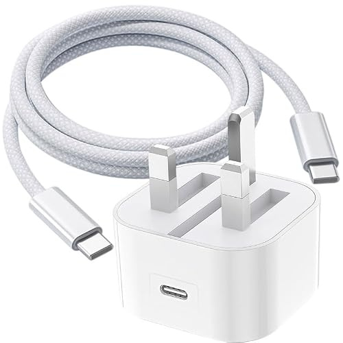USB C Charger for IPhone 17/17e/16/15, Fast Charger UK Plug Adapter for IPhone 17 Air/IPhone 16 Pro Max/15 Plus/16E, Charging Lead for iPad Pro 10/11th/A16, Airpods Pro 3rd/2nd/AirPods 4/AirPods Max 2