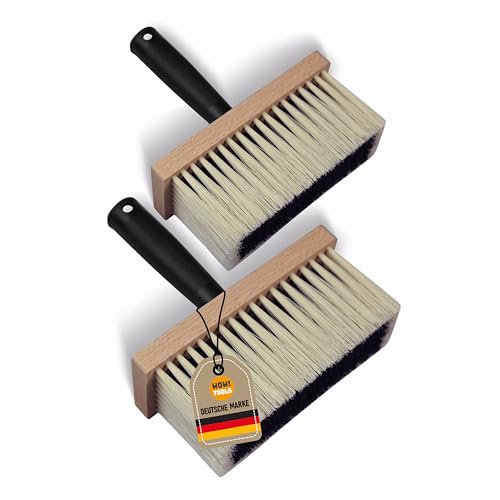 3X WOW!TOOLS Universal-Deckenbürste, Kleisterbürste, robuste Kunststoffborsten, 170 x 70 mm, mit Holzkörper und Kunststoffgriff - Tapezierbürste - Quaste