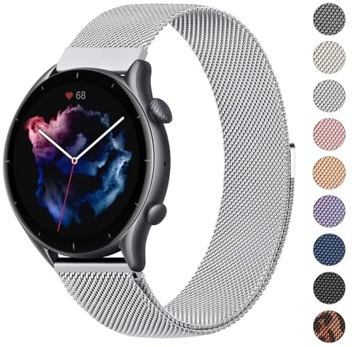 Oumida Armband för Amazfit GTR 3 46 mm armband/GTR 3 Pro/GTR 4/GTR 2 armband för män kvinnor, integrerat metallklockarmband, magnetersättningsarmband i rostfritt stål för Amazfit Balance 46 mm