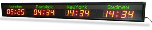 Orologio con fusi orari mondiali, orologio digitale a LED a colori con più fusi orari, orologio da parete con fuso orario mondiale per 3/4/5/6 città, per hotel/aziende/aeroporti,4Time