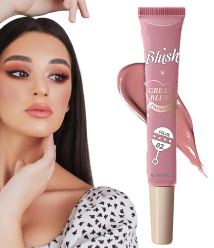 Cream Blush Cheeks, Liquid Mousse Formula, 11,9 x 0,98 cm, langanhaltend, feuchtigkeitsspendend, , natürliches Glanz, blendbar, leicht, für Cheeks Lips Makeup