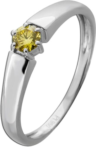 Ch.Abramowicz Solitärring Platin 950 gelber Diamant 0.25ct Verlobungsring 19