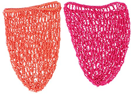 Healvian 2stücke Lang Schlafmütze Mit Netz Haarschutz Handgefertigte Häkelmütze Für Rosa Und Orange Bequemer Schlafanzug Für Frisur Schutz