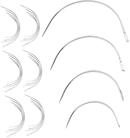 Homoyoyo 48piezas Agujas De Coser Curvadas Tipo c Agujas De Mano Para Tapicería y Reparación De Cuero Surtido De Resistente Para Proyectos De Costura