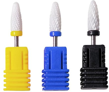Ryaupy Set di 3 punte per trapano per unghie in ceramica da 3/32 pollici (2,35 mm), accessori professionali per trapano per unghie per manicure e pedicure, compatibili con lime per unghie